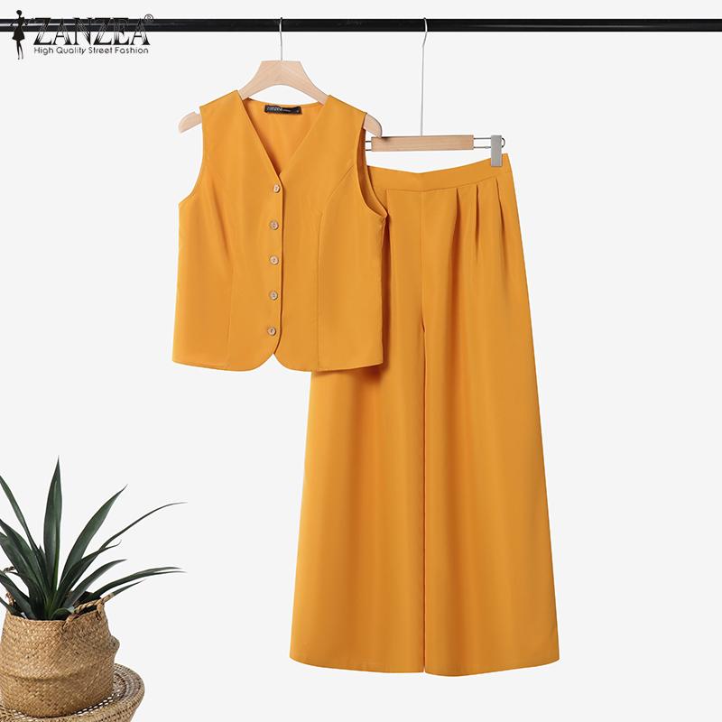 ZANZEA Seturi de două piese casual de vară pentru femei, bluze și pantaloni