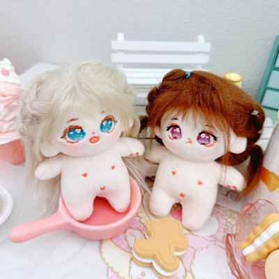 10CM Naked Cotton Doll Colorful Hair Cute Big Eyes Anime Girl Doll Unfinished Plushies No Attribute Plush Doll Stuffed Figure Toy Kids Girls Pretend