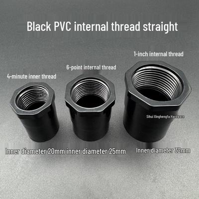 Schwarzer PVC-Innengewinde-Gerade-Aquarium-Pumpenadapter für DIY-Filter und externe Anschlüsse