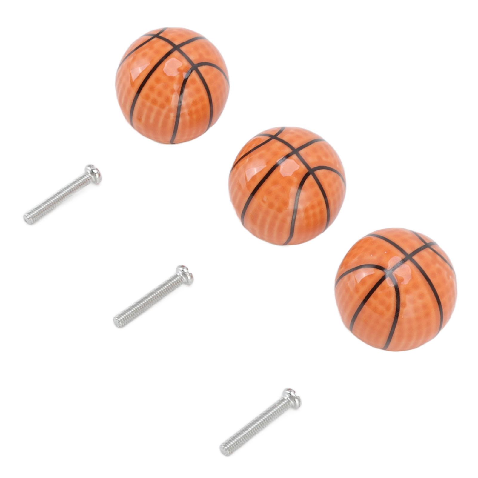 

3 Set Basketball Cabinet Kitchen Home Knobs Ball Type Single Hole Drawer Ceramic Handle
