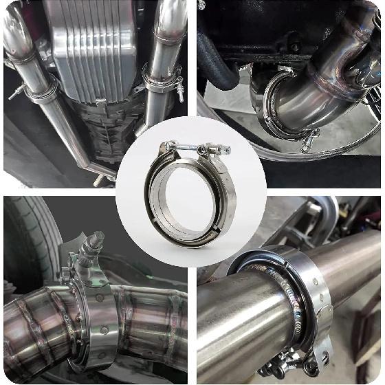 Universal 2pcs 3" V Band Stainless Steel Exhaust Clamp Kit with Mild Steel Flange Male Female For Charge Piping Exhaust Systems
