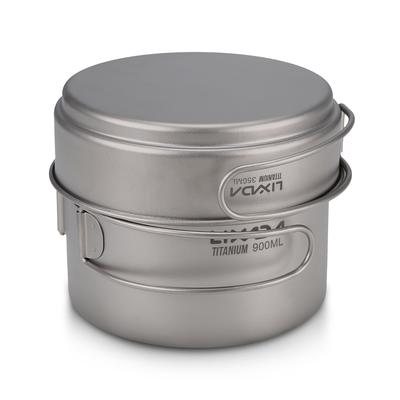 Lixada Ultraleichtes Titan-Kochset, Outdoor-Camping-Kochgeschirr-Set, 1100 ml Topf und 350 ml Bratpfanne mit