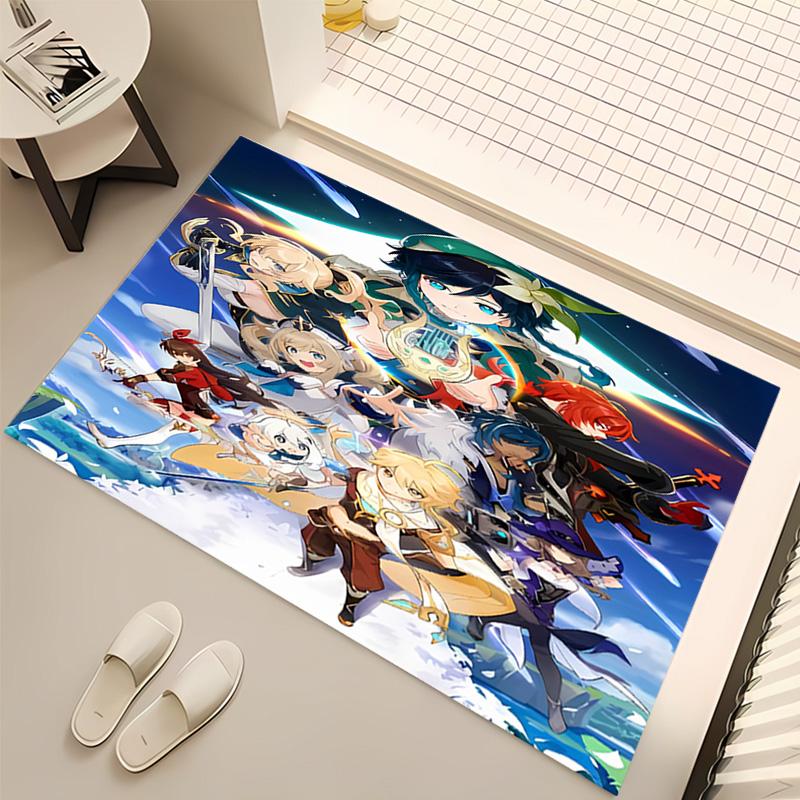 1pc Genshin Impact characters1 Print Area Rug - Soft, Washable Non-Slip Indoor Mat, Living Room, Home Office Decorative Rug,Office Decorative