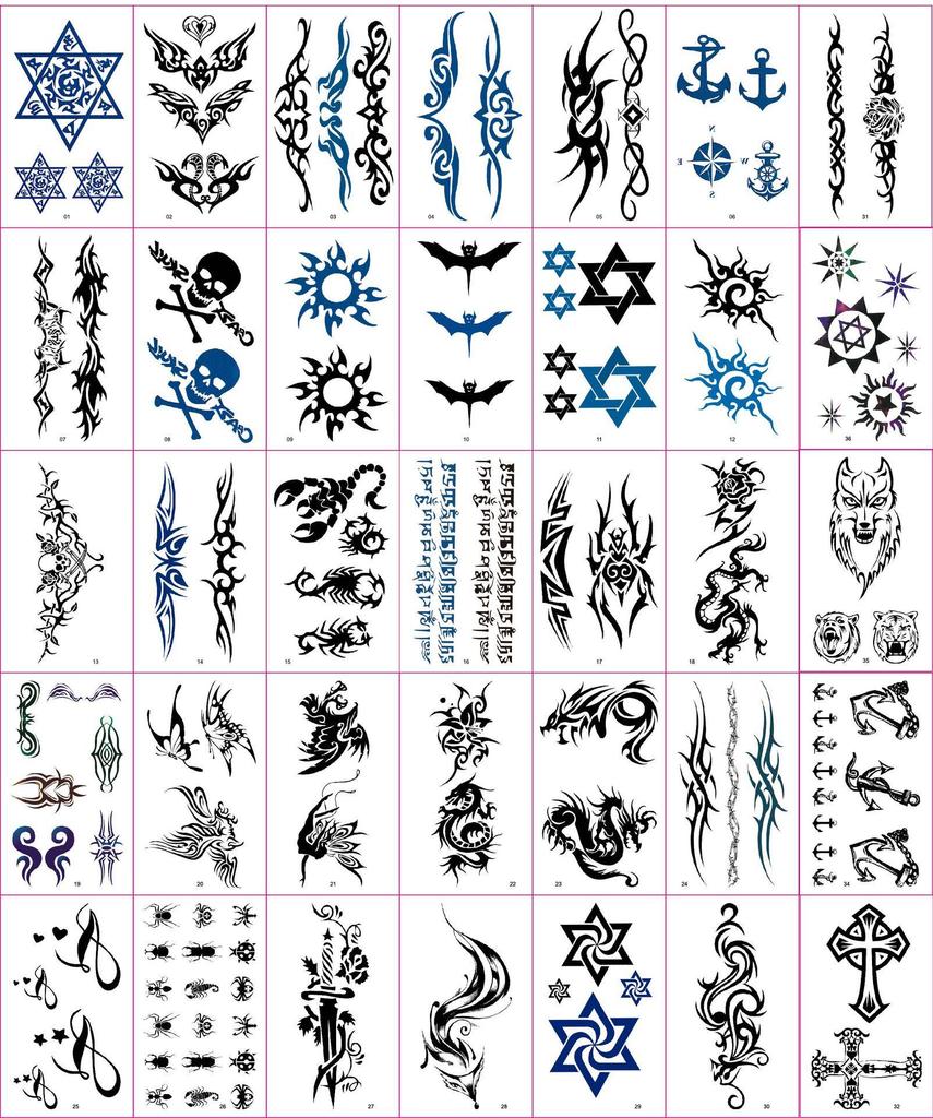 Men's Waterproof Long-Lasting Realistic Tattoo Stickers for Arm & Ankle - Totem & Chinese Character Designs.