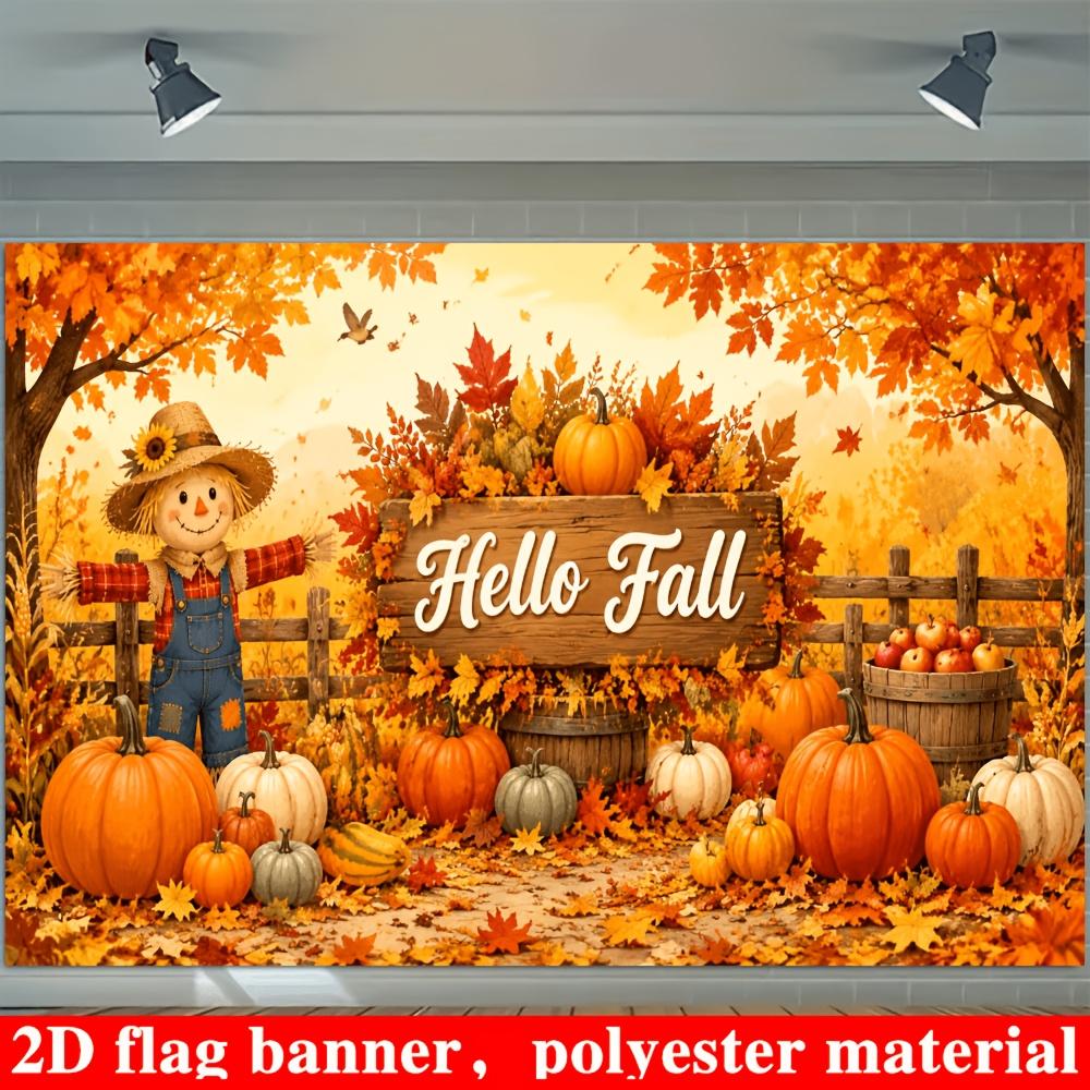 2D planar flag 2D plane - 1 piece 2D flag. Hello autumn-themed background banner autumn harvest theme