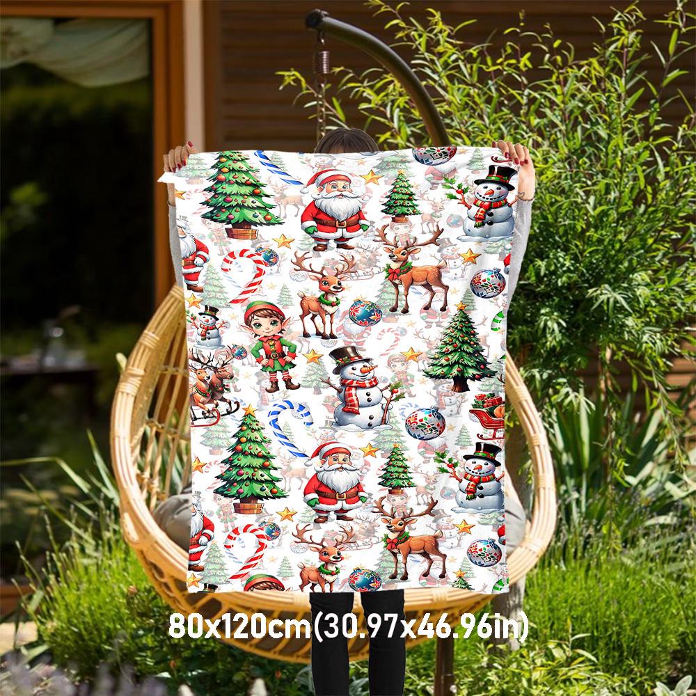 

1PC Christmas, festiveOutdoor Flannel Blanket - Soft Plush Decor for Picnics, camping, Bedroom, Playroom, Office, or Lunch Break 1353A 80x120cm(31x47inch)
