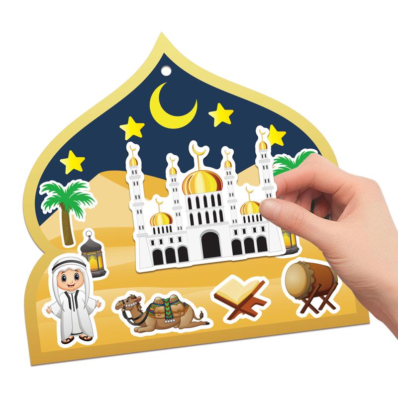 36 pezzi/set Kit Artigianale Adesivi per Festa Islamica Ramadan Etichette Regalo da Appendere Adesivi Luna Crescente Forniture per Festa Moschea Attività Decorazioni