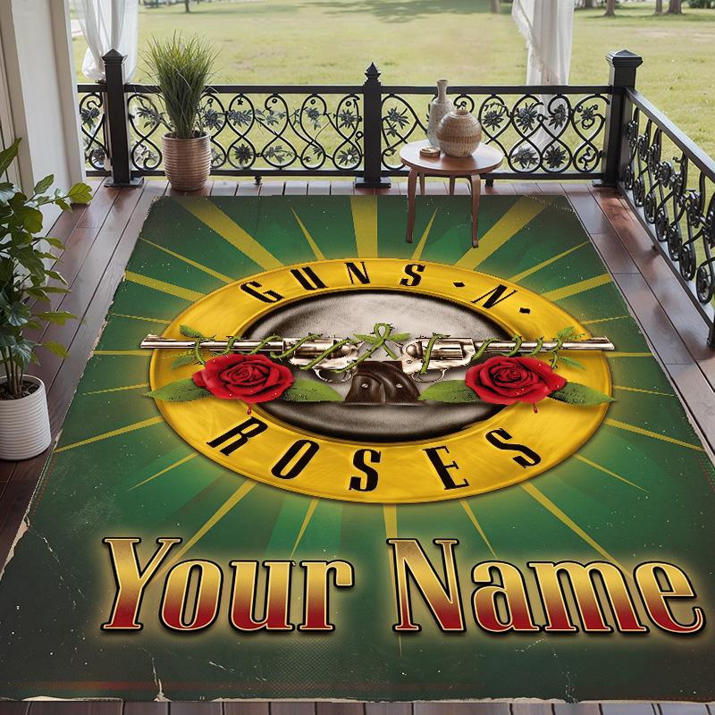 Custom Text Printed Rug Guns N’ Roses Non Slip Floor Carpet For Home Room Decor