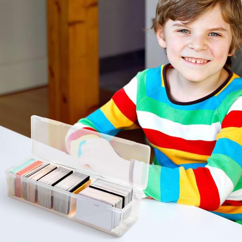 Toyvian Card Case with Dividers, Storage Box for Trading Cards, with Lid, Transparent Card Box, Large Capacity, Card Storage Box, for Trading Cards, H