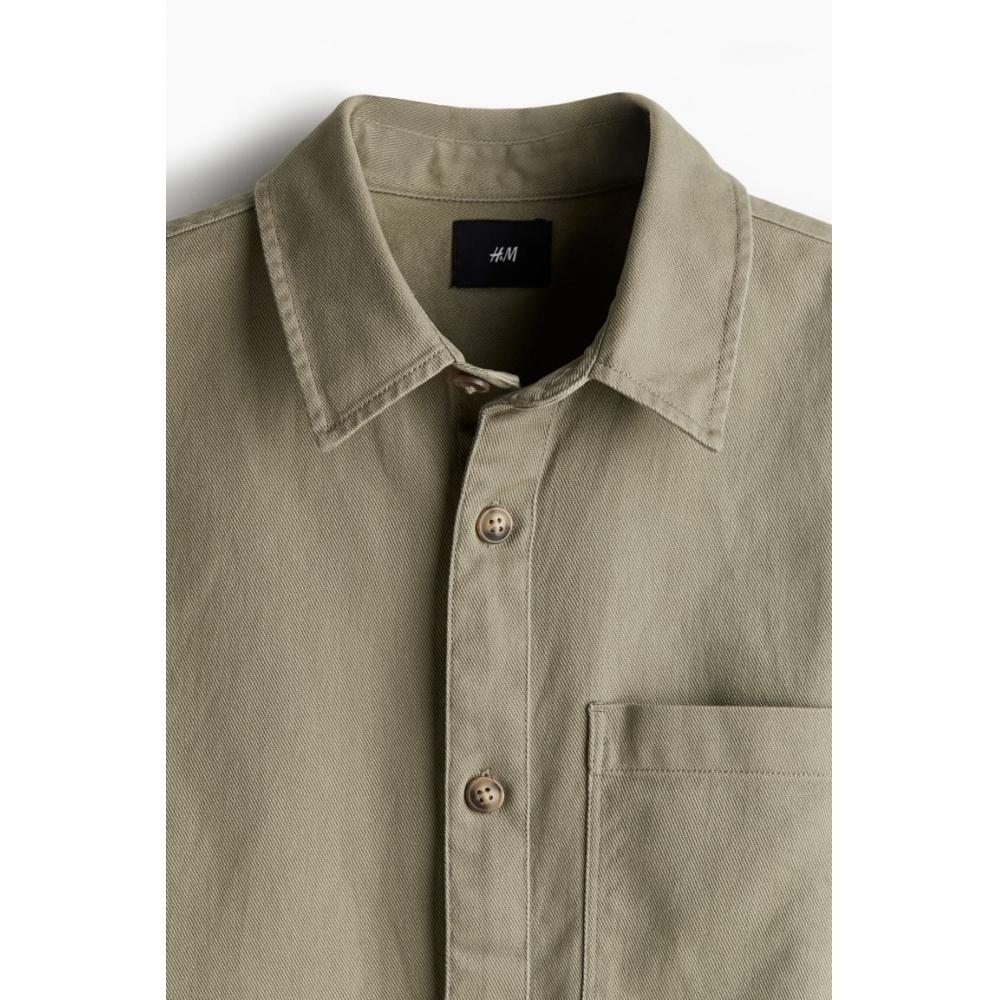 H M Regular Fit Cotton Twill oversHirt kHaki Green