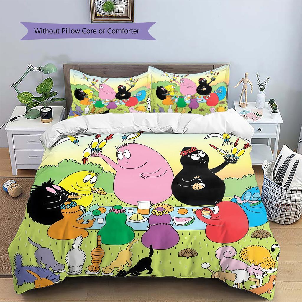 Barbapapa2 Pattern Bedding Quilt Set  Home Decoration  Gift (1 * duvet cover + 2 * pillowcase  without core)