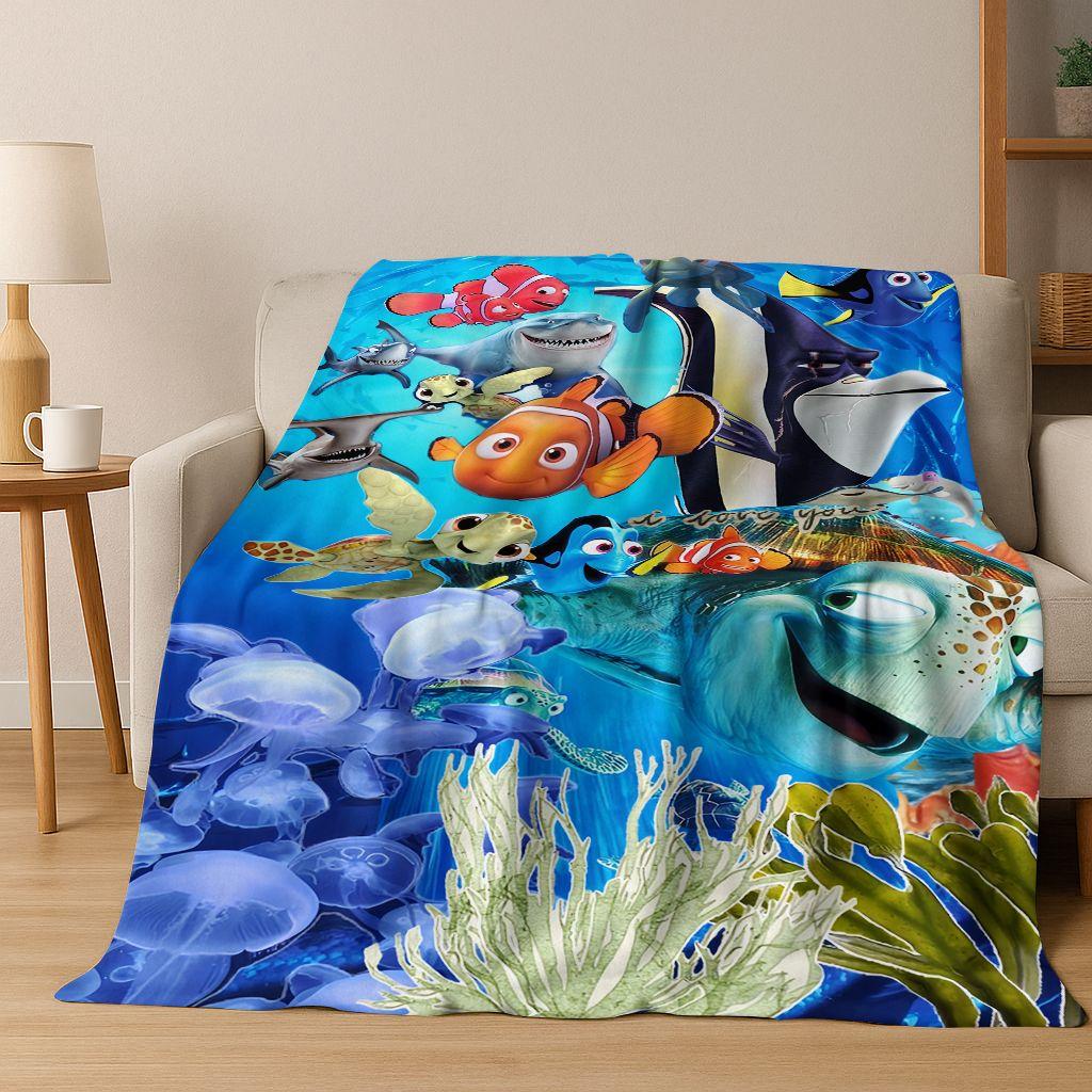 HD Cartoon Finding Nemo Underwater World Flannel Blanket,Warm and Cozy Soft Throw Blanket for Home Bedroom Bed Sofa Picnic Cover