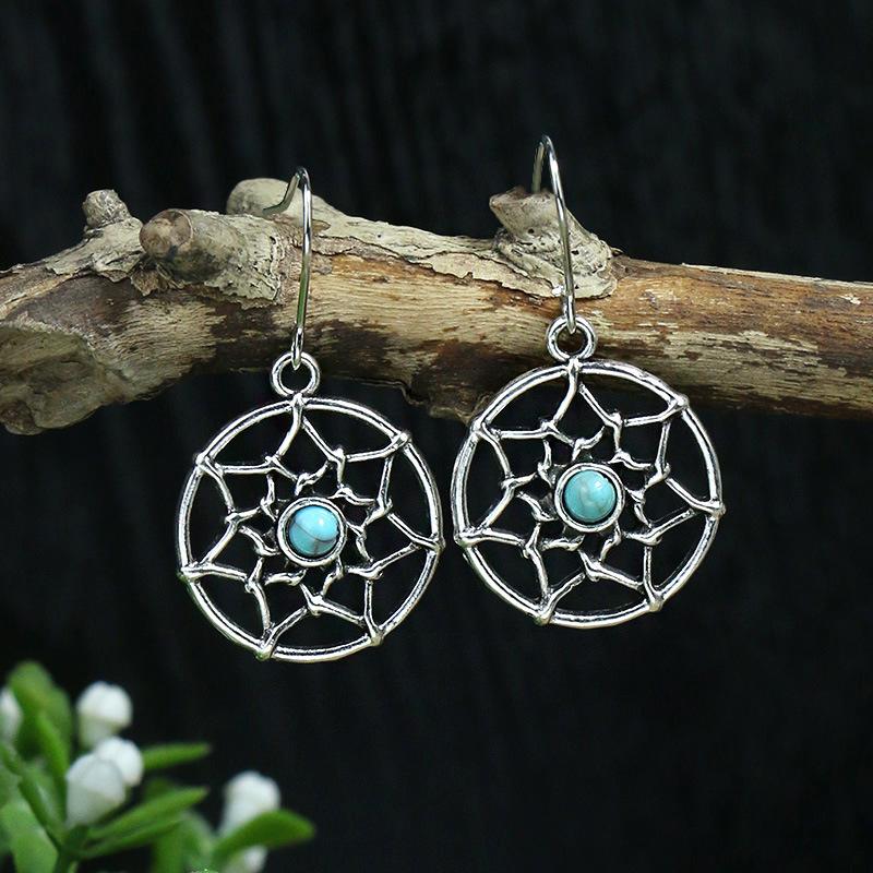 

Vintage Bohemian Silver Color Geometric Dangle Earrings for Women Ethnic Tree Leaf Bird Beads Tassel Earrings Jhumka Jewelry
