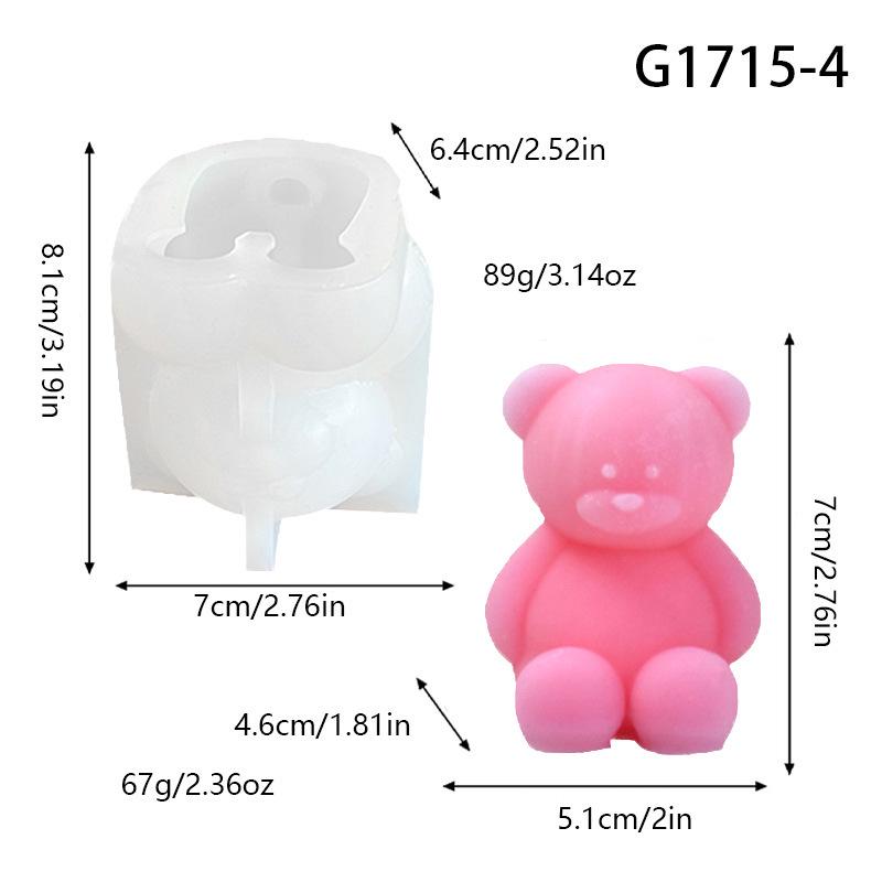 Handmade Creative Sitting Teddy Bear Silicone Candle Mold for Ornament or Aroma Stone Plaster.