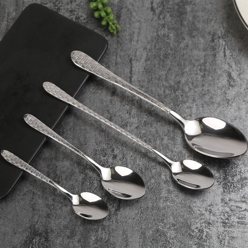 Creative Hammer Pattern Stainless Steel Cutlery Set: Dessert Spoon, Cake Fork, Steak Knife & Fork