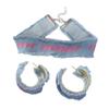 Statement Denims Blue Collar Bracelet Earrings Fashionable Jewelry Accessories Casual Party Wear Set for Women Girls