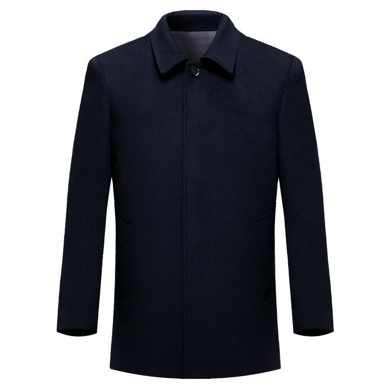 Men's Cashmere Jacket, Middle-aged and Elderly Casual Short Coat, Autumn and Winter Thick Daddy Lapel Woolen Coat