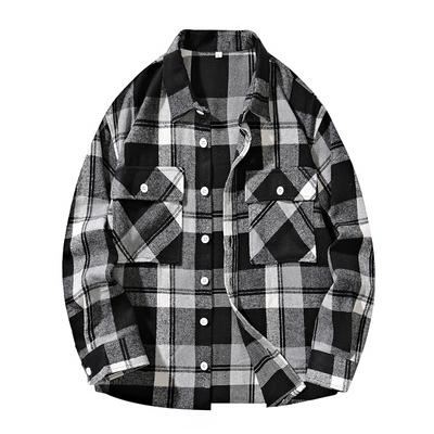 Koszula Duży Rozmiar 8XL Jesień/Zima Wiosna/Jesień Koszula w Kratę Długi Rękaw Męska Casualowa Luźna Retro Kołnierzyk Luźna