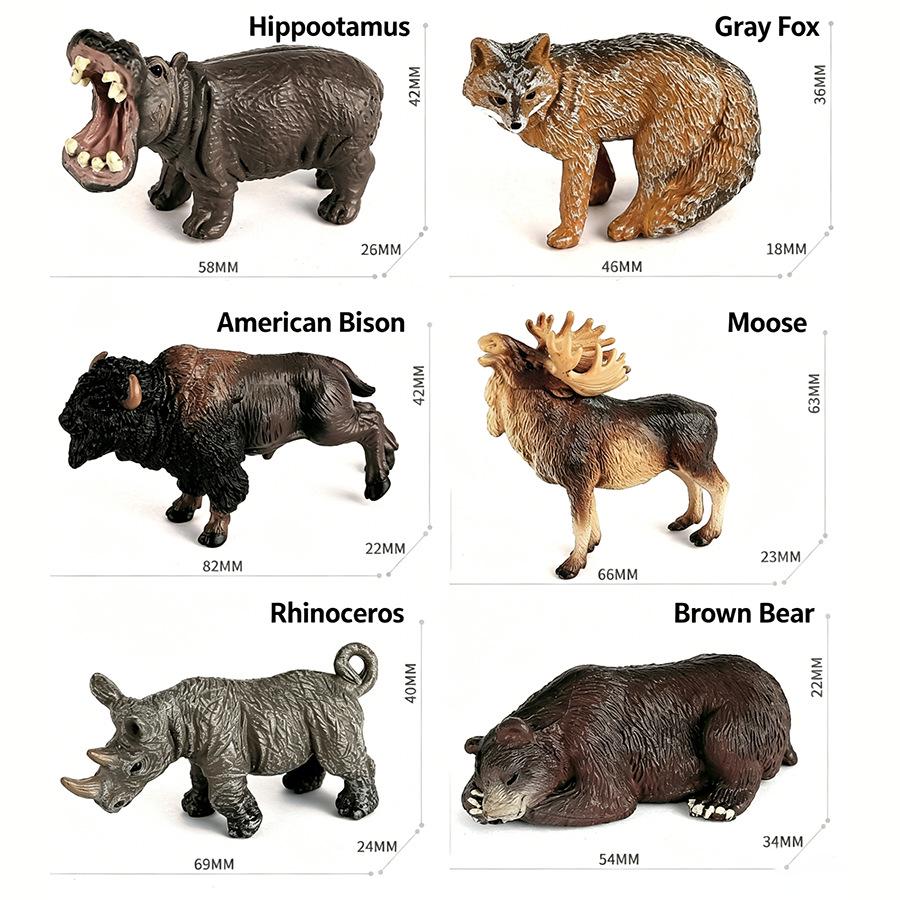 "1-9 inch Plastic Animal & Dinosaur Model Toy Set"