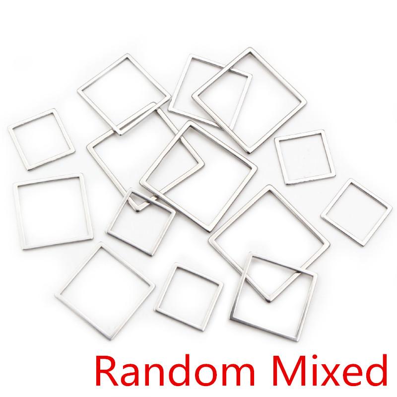 20pcs Stainless Steel Hollow Square Frame Pendant Charms Open Pressed Resin Frame Mold Bezel DIY Jewelry Making Accessories