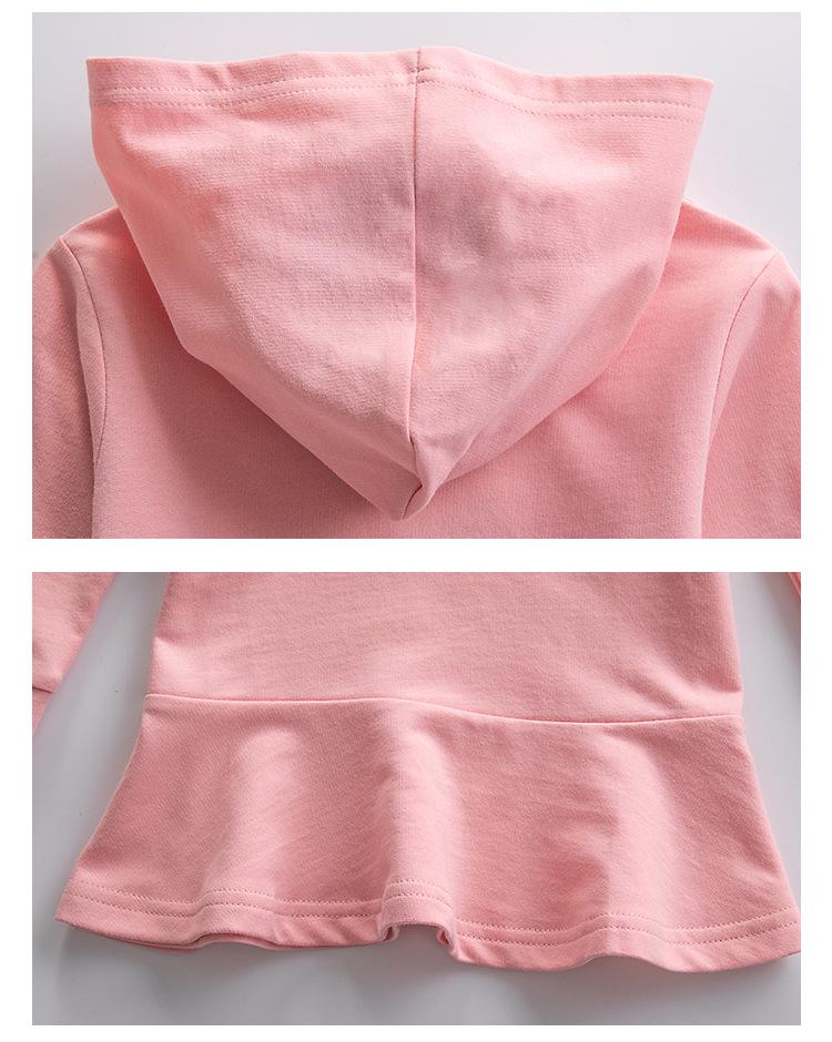 Children's Rainbow Cartoon Hooded Sweatshirt Dress with Ruffle Skirt, Pure Cotton, Long Sleeve 