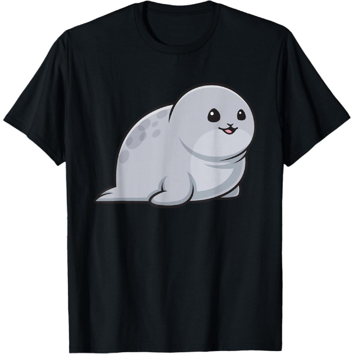 Каваи Толстый пухлый тюлень Забавная Очаровательная футболка с тюленем S