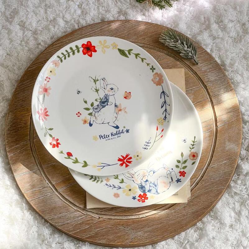 Ru Han Ceramic Running Rabbit Dessert Plate, 20cm (Set of 2)