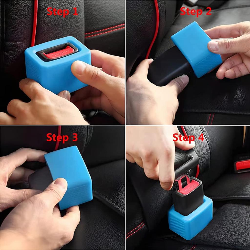BELOMI 2 Pack Seat Belt Buckle Holder Easy Access Backseat Buckle Silicone Seat Belt