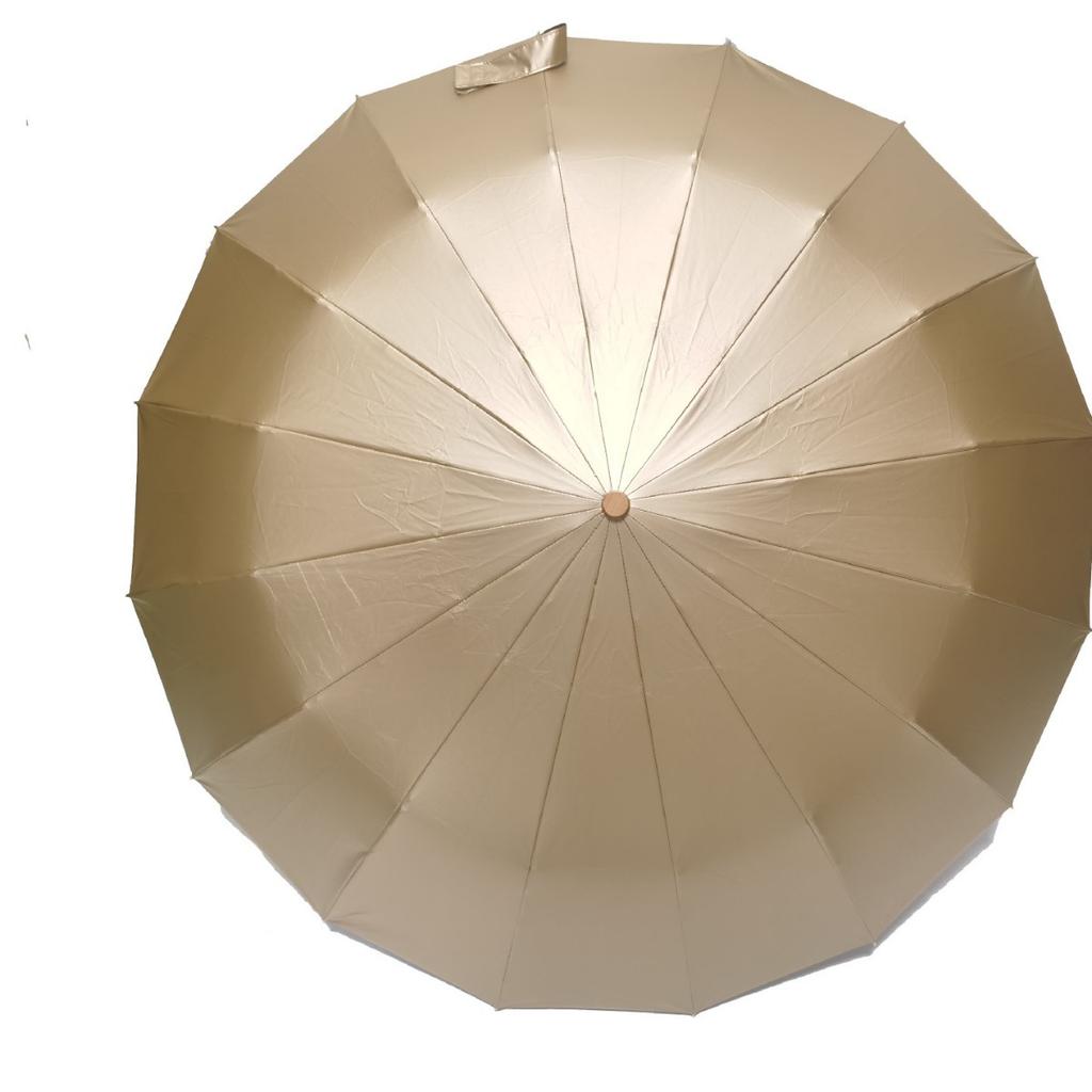 16 bone three-fold gold glue hand open wooden handle oil painting umbrella sun protection UV protection umbrella