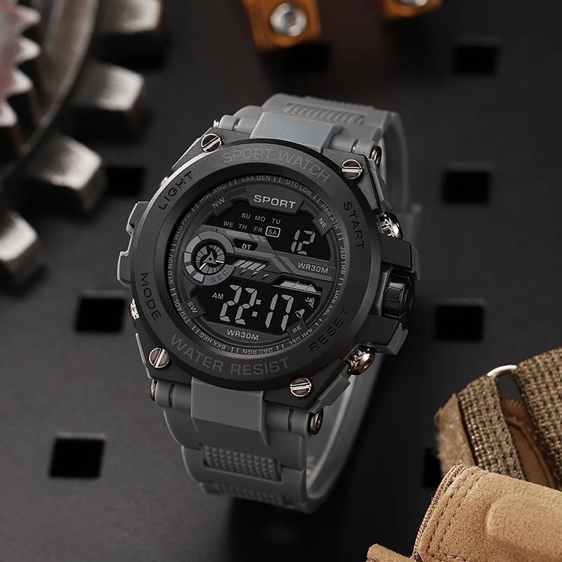Multifunctional Black Technology Luminous Electronic Watch High Value Outdoor Sports Waterproof and Anti-drop Electronic Watch
