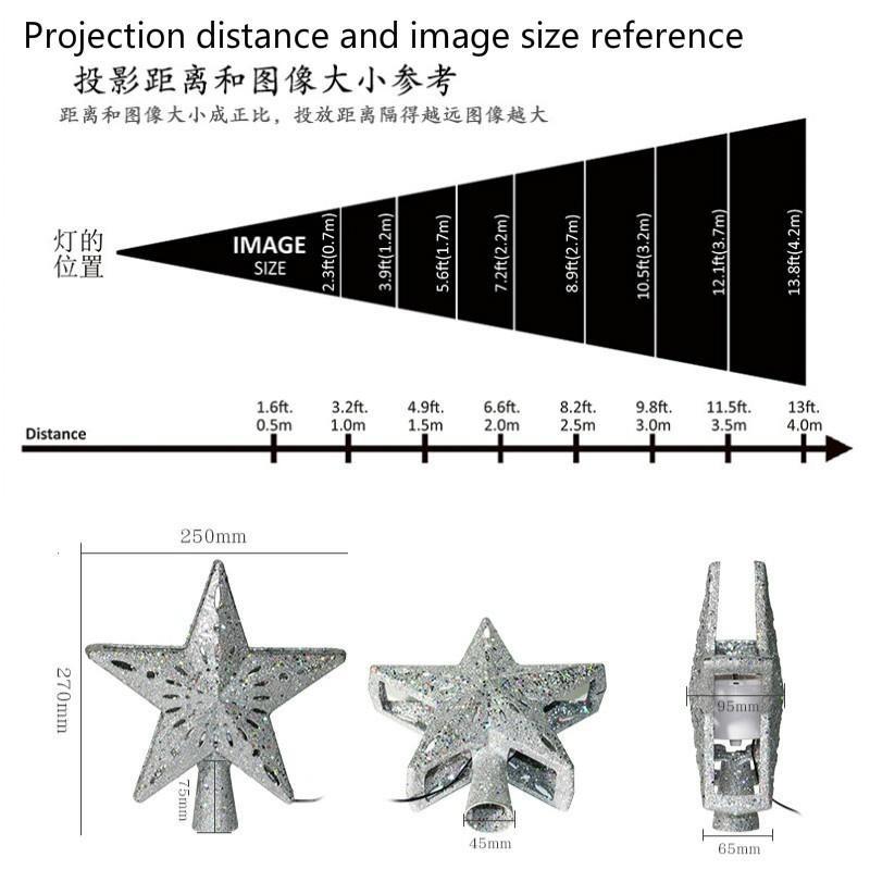 Christmas Tree Topper LED Snowflake Star Top Light Projection Lamp Light Gold Party Romantic Christmas Decorations for Home