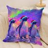 Cute Colorful Penguin Cushion Cover Silky Short Plush Invisible Zipper Dustproof Sofa Pillow Case For Home Decor
