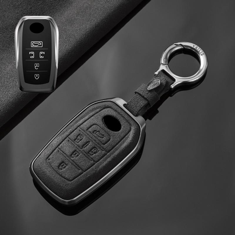 Metal Suede Car Remote Key Cover Case Holder shell Keychain Fob For Toyota New Alphard Hev Crown Vellfire Granvia Sienna 2025