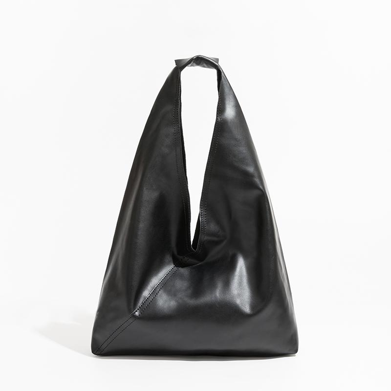 

Треугольная сумка через плечо для женщин в японском стиле из искусственной кожи, сумка-хобо, легкая, с верхней ручкой, простая, стильная