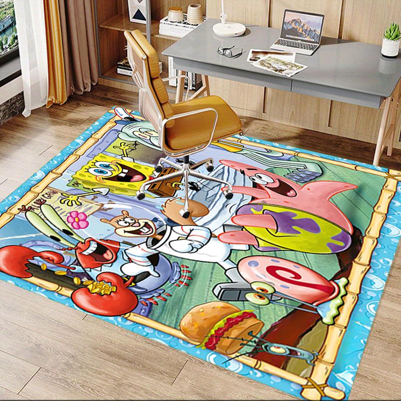 Spongebob'S Crazy Friends Carpet For Playroom Bedroom Living Room Sofa Home Decorkids Game Area Rug Nonslip Floor Mat
