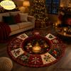 Round Christmas Rug Snowman for Under the Christmas Tree Non Slip Carpet Living Room Bedroom Washable Festive Home Decor