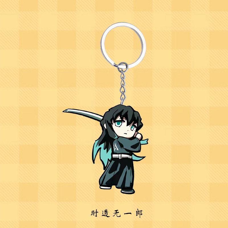 Demon Slayer Tokitou Muichiro schattige creatieve anime-accessoire acryl sleutelhanger mooi uitziende mode veelzijdige decoratieve hanger black