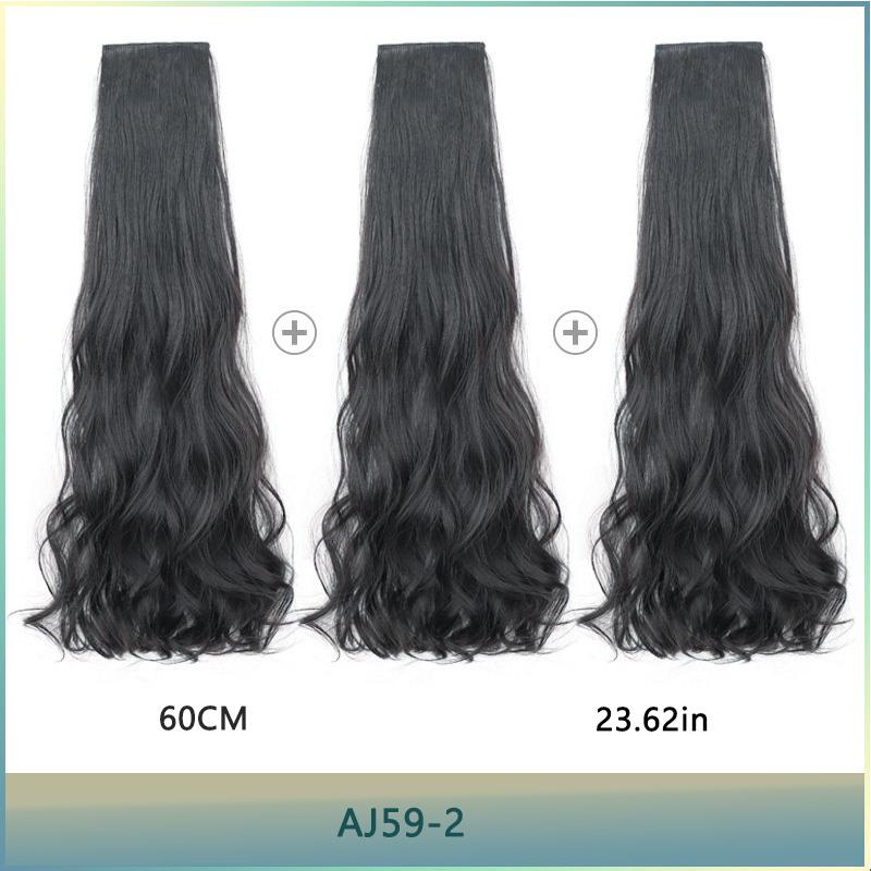 

На клипсе цельный синтетический наращивание волос, 23-дюймовые волнистые волосы, термостойкое волокно, искусственный парик для волос, длинный шиньон с двумя зажимами, костюм из трех частей