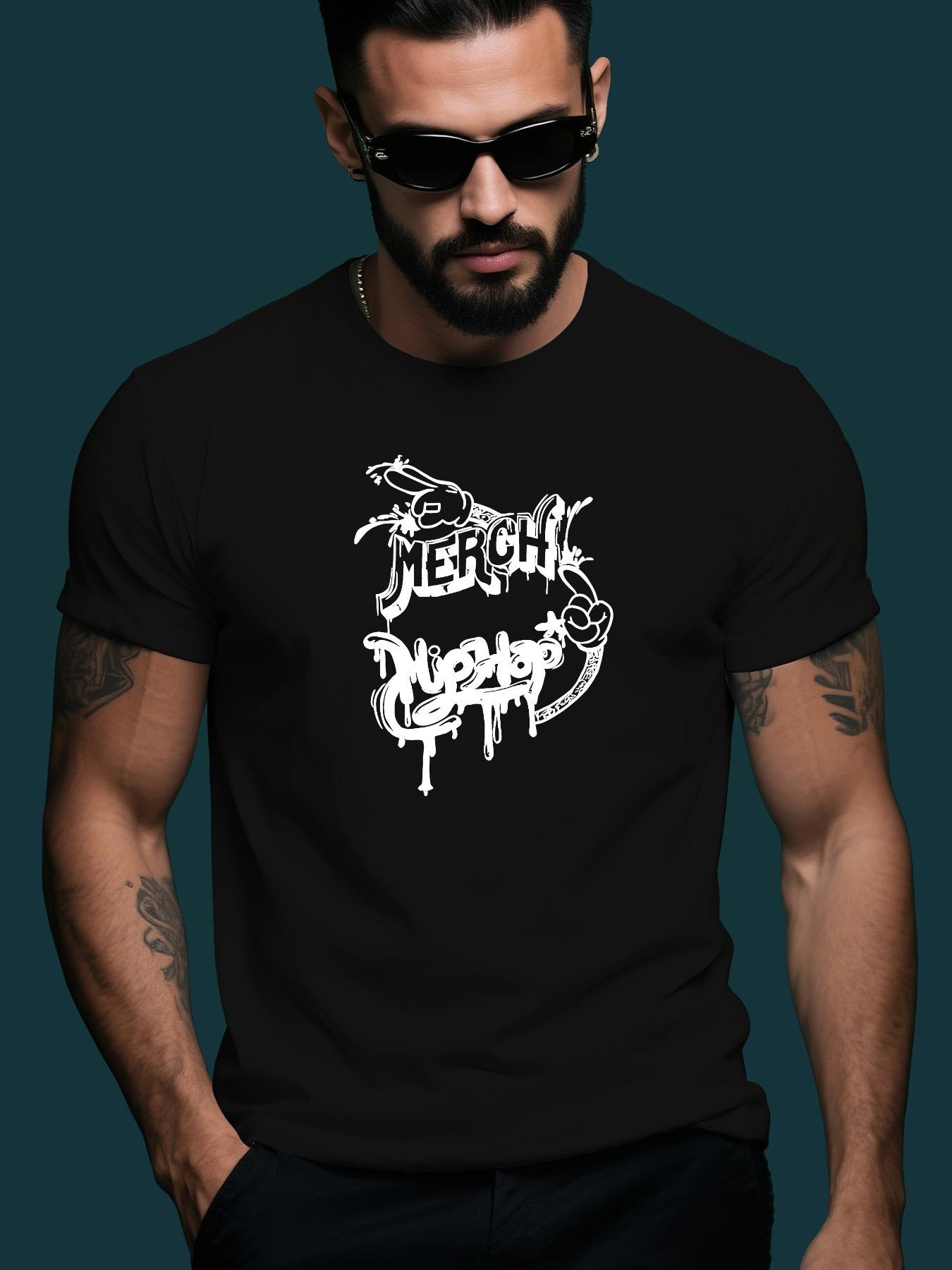 Hip Hop Graffiti Streetwear Summer Casual Crew Neck Short... M