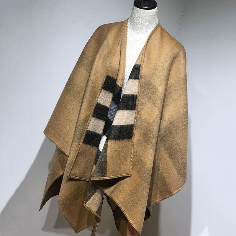 Women's Double-Sided Plaid Lambswool Scarf - Warm, Colorful Autumn/Winter Cloak for Cold Protection