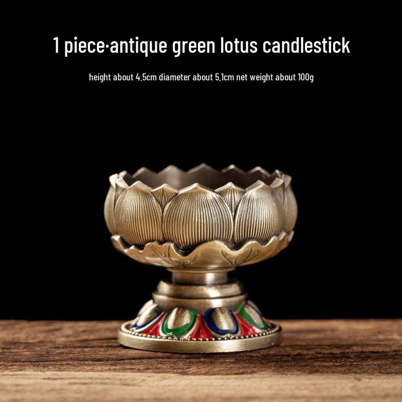 Lotus Metal Candle Holder for Buddha Altar or Home Offering