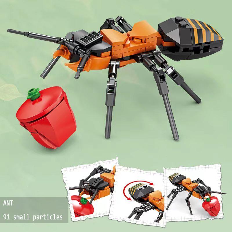 Insect and Bug Building Blocks Toys Beetle Mantis Bee Snail Block Insects Set for Children's Brain Game Puzzle Toy Animals Gift