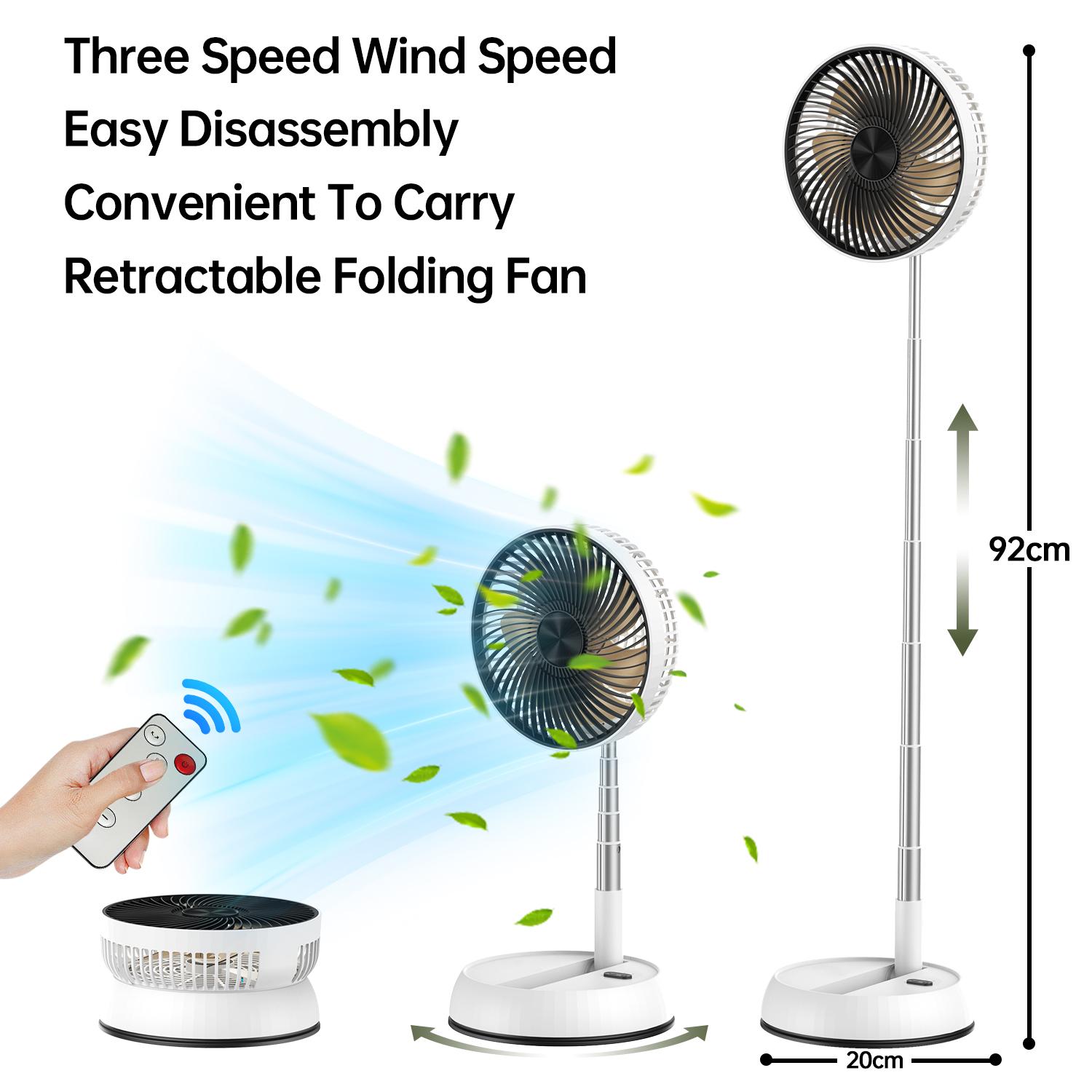 

Выдвижной складной вертикальный вентилятор с дистанционным управлением, USB, для улицы, кемпинга, удобный вентилятор, 180°+90° вращение, 8-дюймовый настольный вентилятор