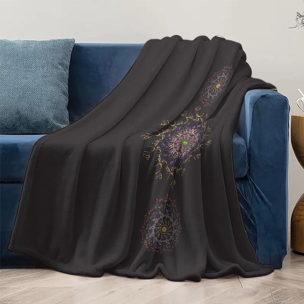Colorful Floral Mandala Print Blanket - Geometric Pattern Throw Blanket for Sofa Bed Couch Decoration Gift