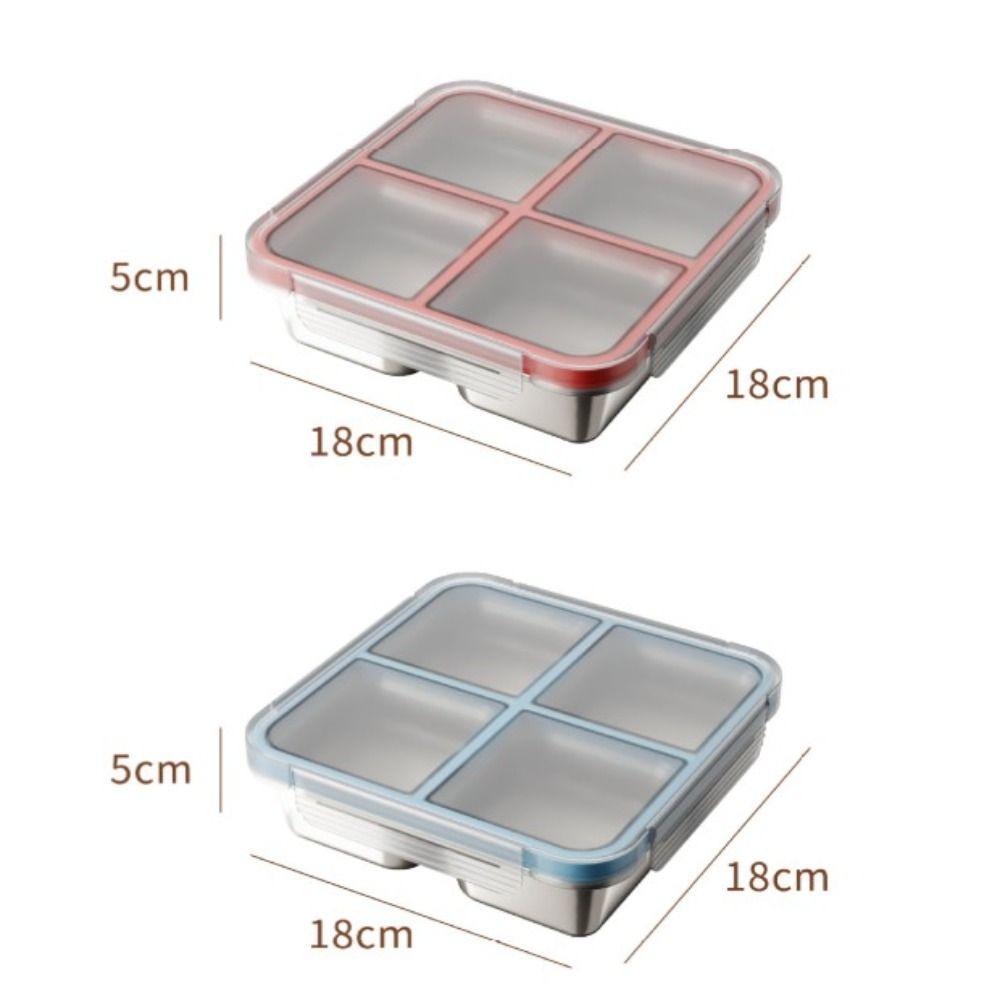 4 Grid Square Sealed Snack Box 304 Stainless Steel Thermal Lunch Box  School Office