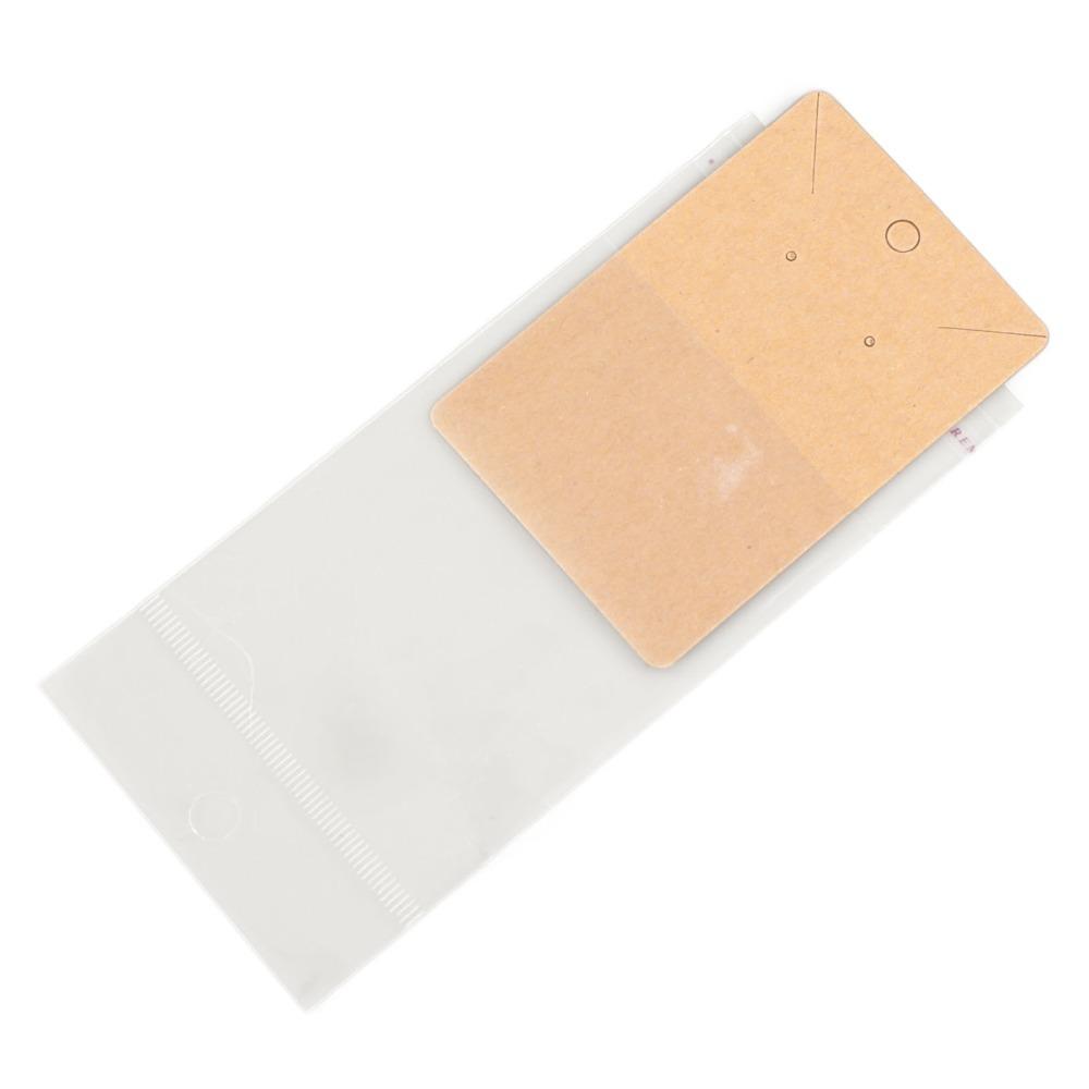 100pcs Transparent Bag Earring Display Cards Kraft Paper Keychain Display Cards  Jewelry Making