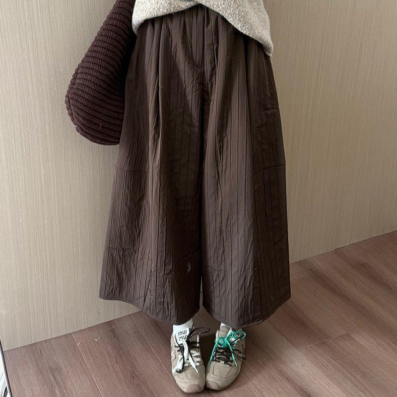 

Forest-Inspired Quilted Loose-Fit Straight-Leg Pants - 2025 Autumn Korean Casual Warm Long Pants One Size (90-130 kg) кавовий