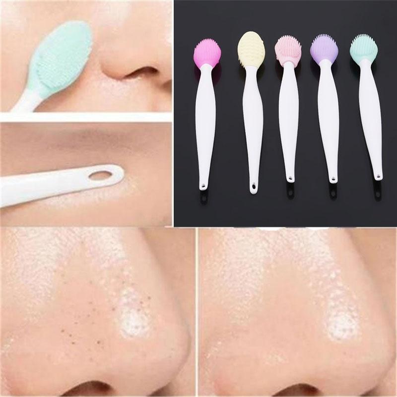 Beauty Skin Care Wash Face Silicone Brush Exfoliating Nose Clean Blackhead Removal Brush Tool with Replacement Head