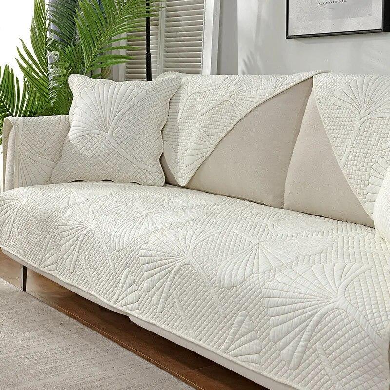 White Print Sofa Covers Double-sided Cotton  Sofa Cushion Four Seasons Sofa Towel Living Room Corner Couch Cover Armrest Towel