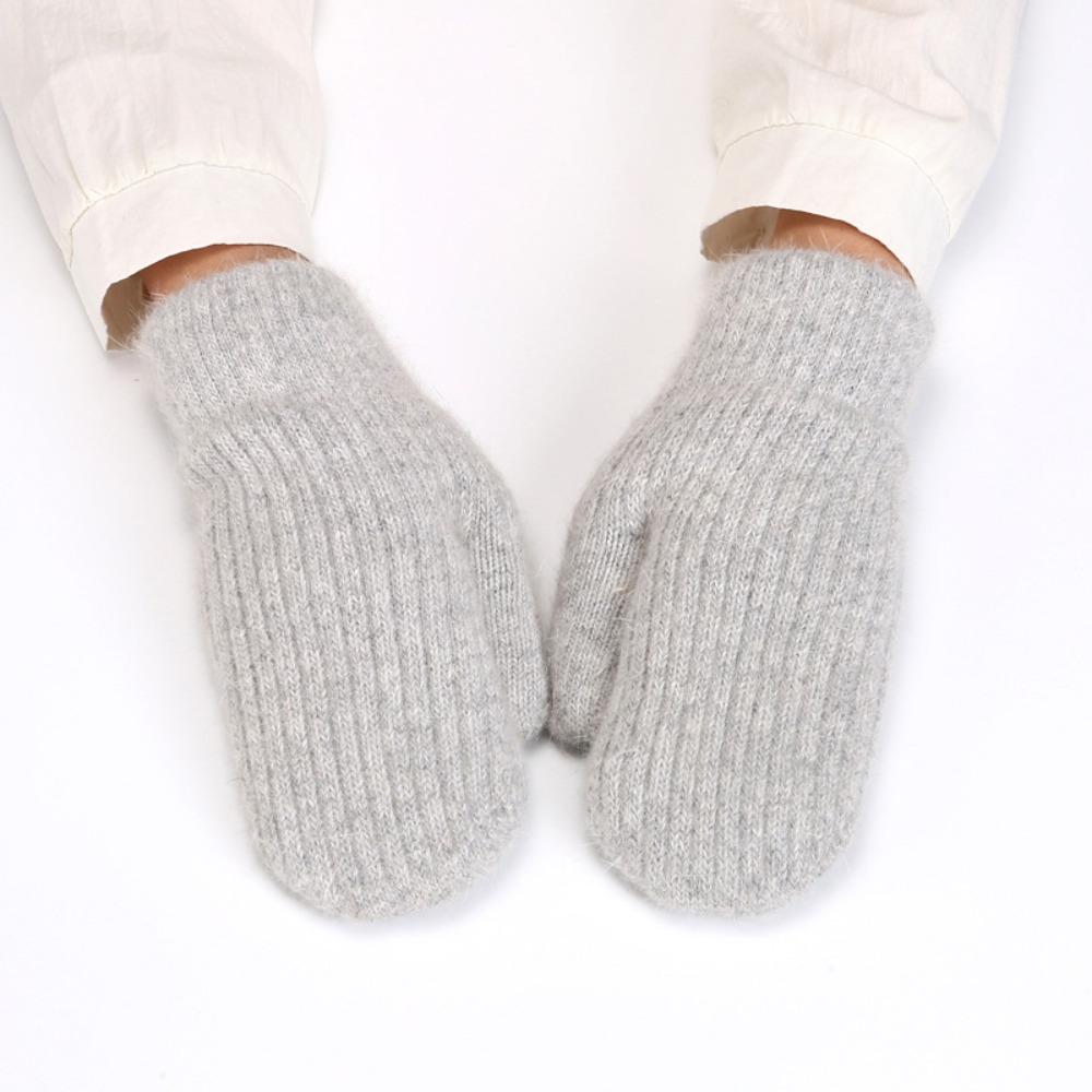 Keep Warm Full Finger Gloves Furry Drive Cycling Mittens New Knitted Wool Gloves Winter